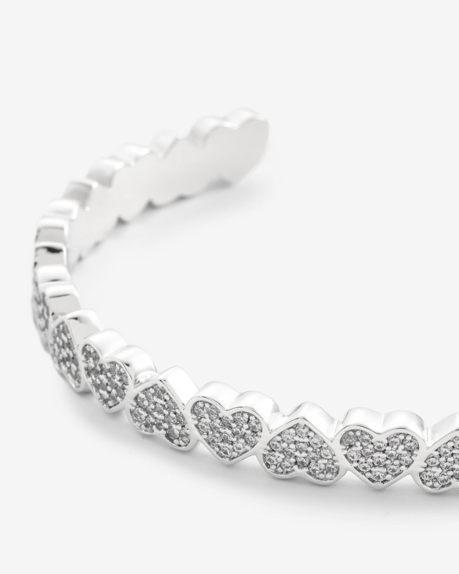 Bracelets & Bangles | JWL-BRA Bracelets & Bangles 6Mm Iced Repeating Heart Bangle