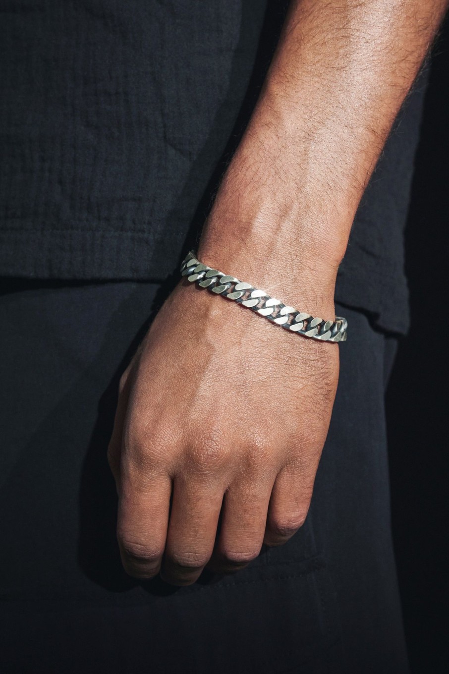 925 Sterling Silver | cernucci 925 Sterling Silver 925 Sterling Silver Oxidised Flat Chunky Cuban Bracelet