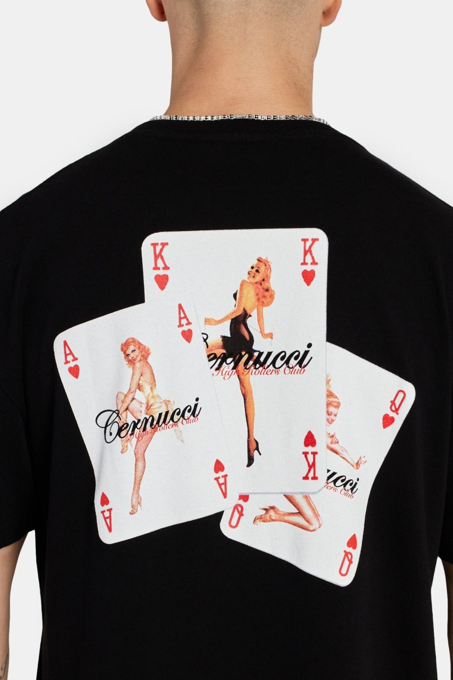 T-Shirts & Vests | cernucci T-Shirts & Vests Playing Card Print T-Shirt - Black