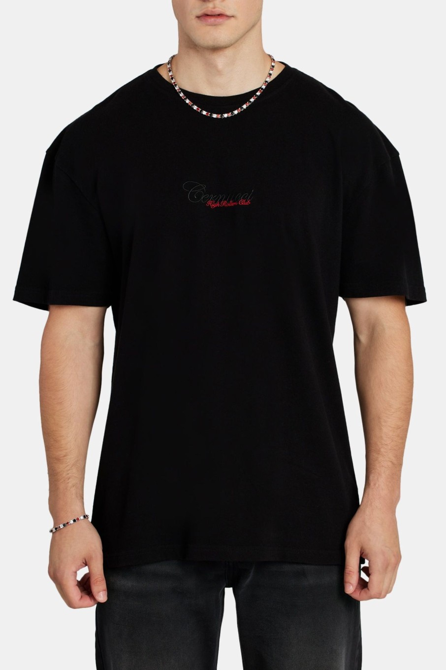 T-Shirts & Vests | cernucci T-Shirts & Vests Playing Card Print T-Shirt - Black