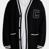 Knitwear | CLO-TOP-KTW Knitwear Crnc Varsity Cable Knit Cardigan - Black