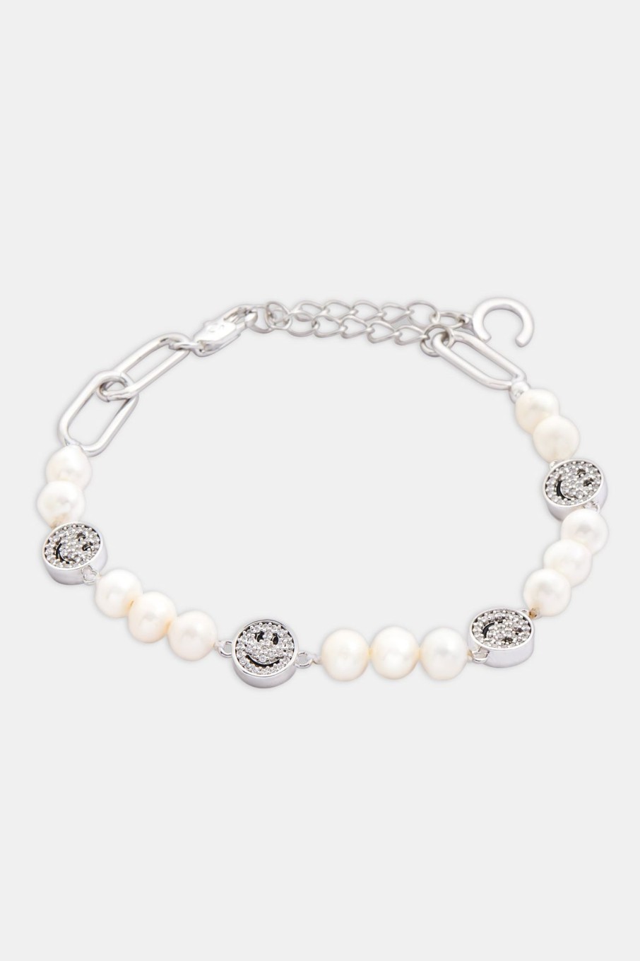 Pearl Necklaces & Bracelets | cernucci Pearl Necklaces & Bracelets Pearl And Iced Face Motif Bracelet