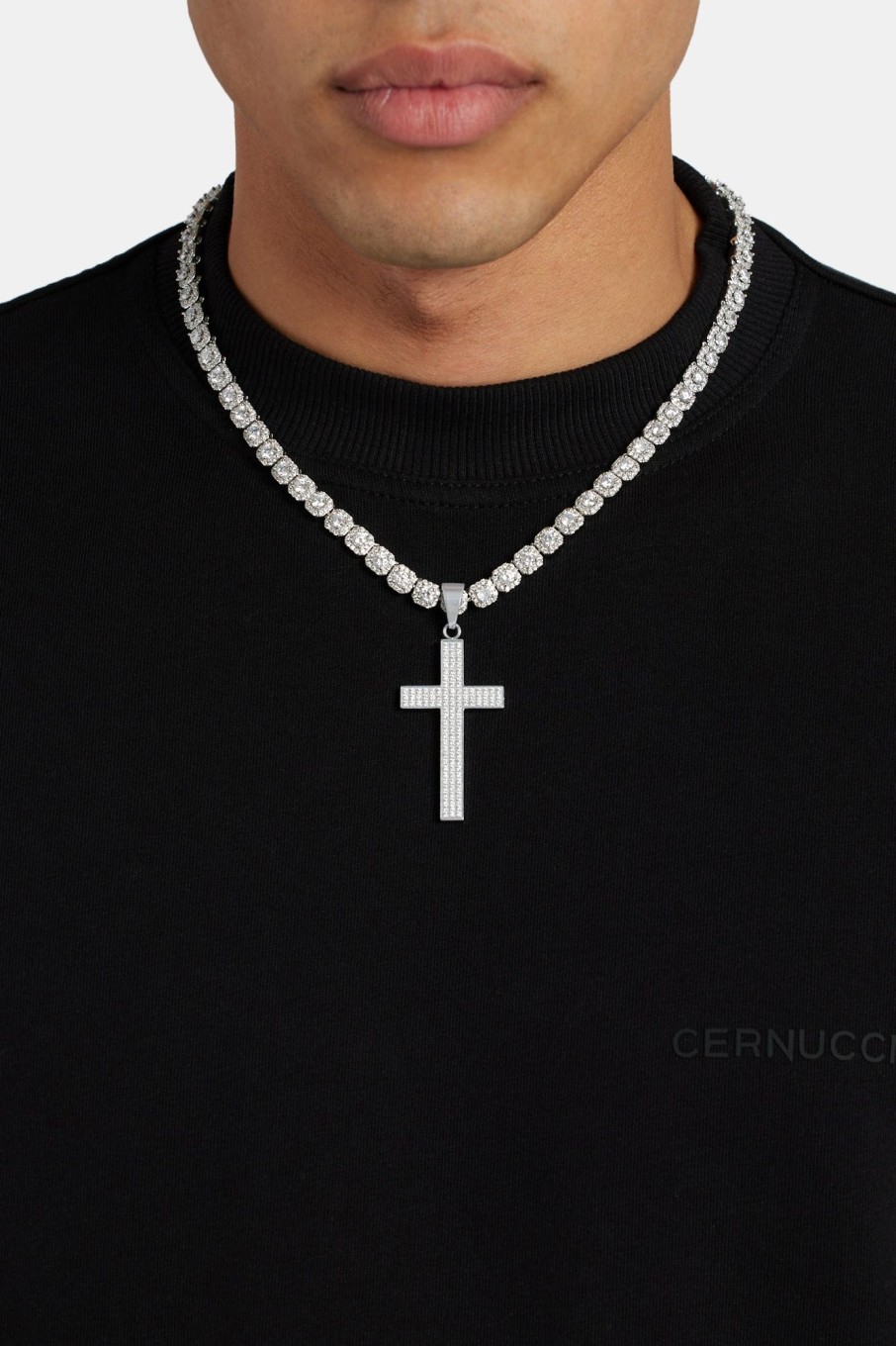 Cross Jewellery | cernucci Cross Jewellery 50Mm Iced Cz Large Cross Pendant