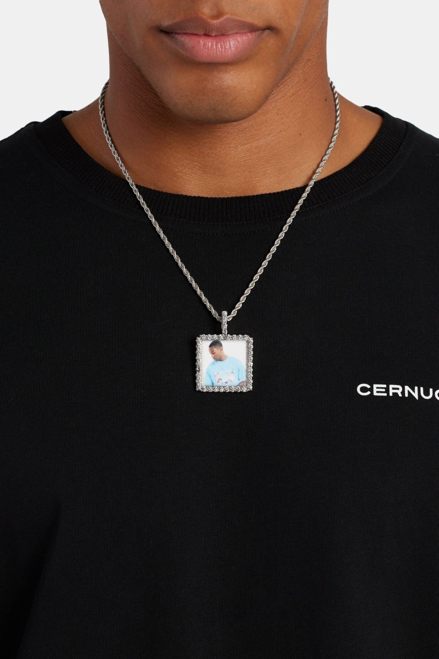 Custom Jewellery | JWL-CUST Custom Jewellery Iced Square Custom Photo Pendant