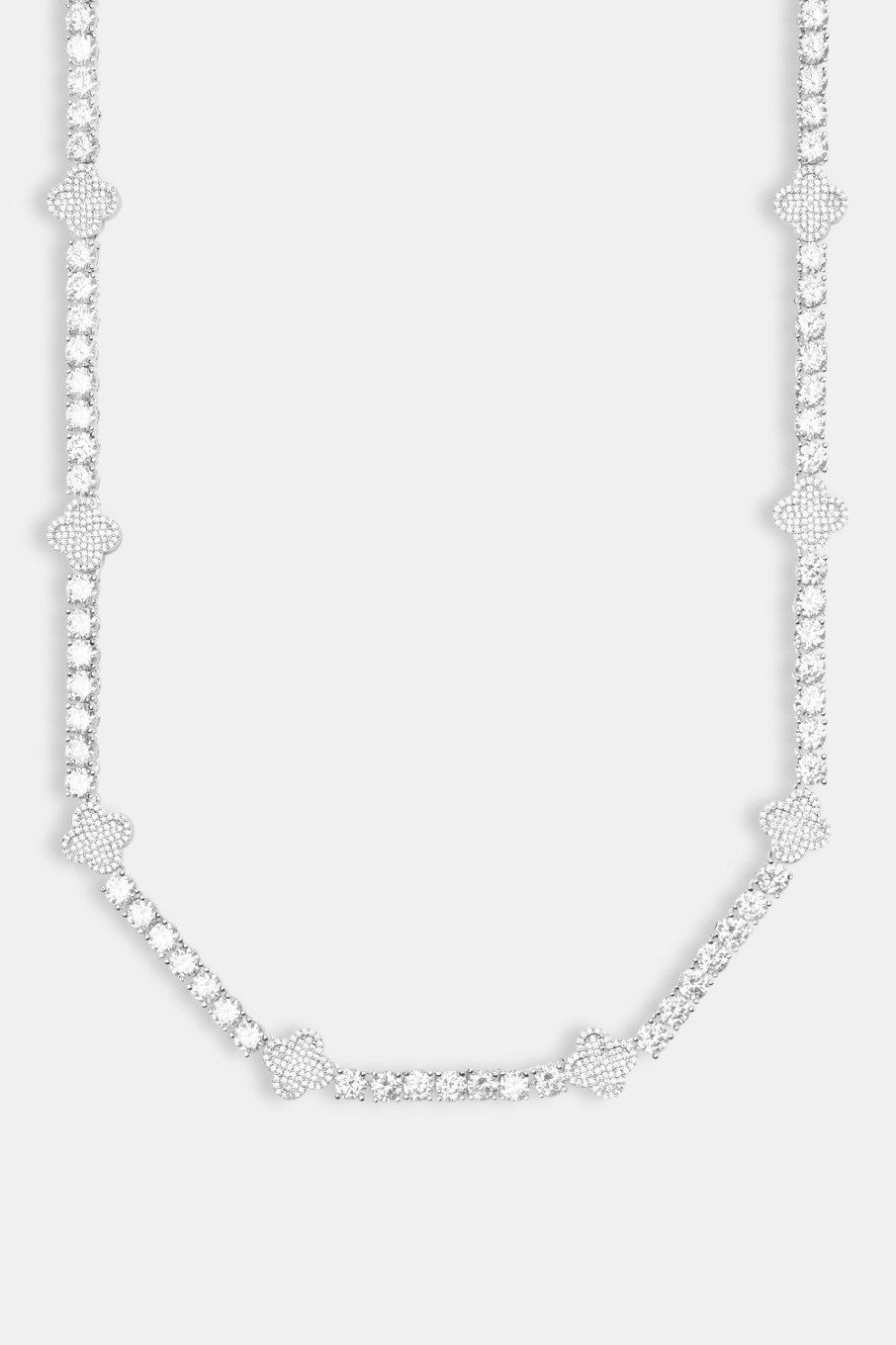 Iced Jewellery | JWL-CHN Iced Jewellery Womens Iced Motif Tennis Chain - White 5Mm