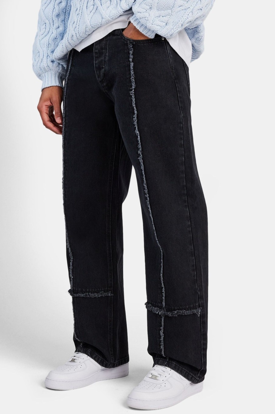 Jeans | CLO-BOT-DEN Jeans Baggy Fit Raw Edge Jean - Washed Black