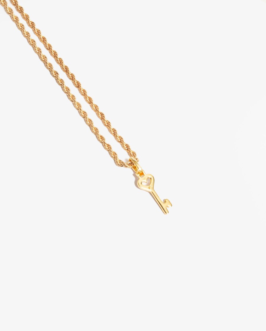 Jewellery Sets | cernucci Jewellery Sets Iced Heart Key Pendant - Gold