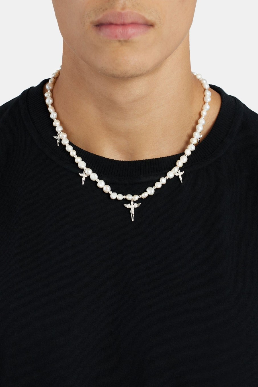 Pearl Necklaces & Bracelets | cernucci Pearl Necklaces & Bracelets Pearl And Polished Motif Necklace