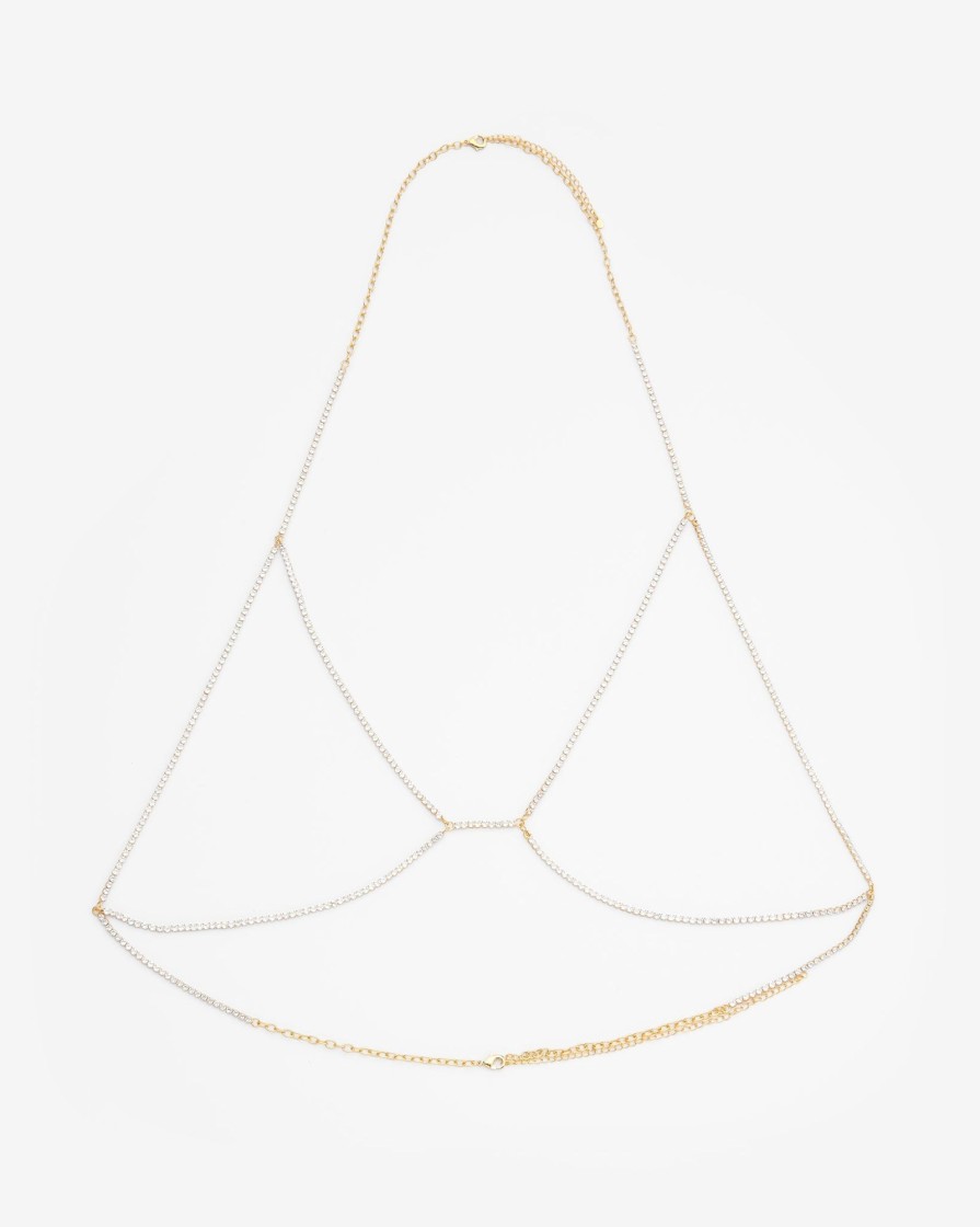 Body Jewellery | cernucci Body Jewellery Diamante Body Chain - Gold