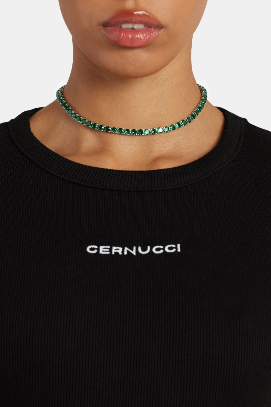 Iced Jewellery | JWL-CHN Iced Jewellery 5Mm Green Tennis Chain Choker