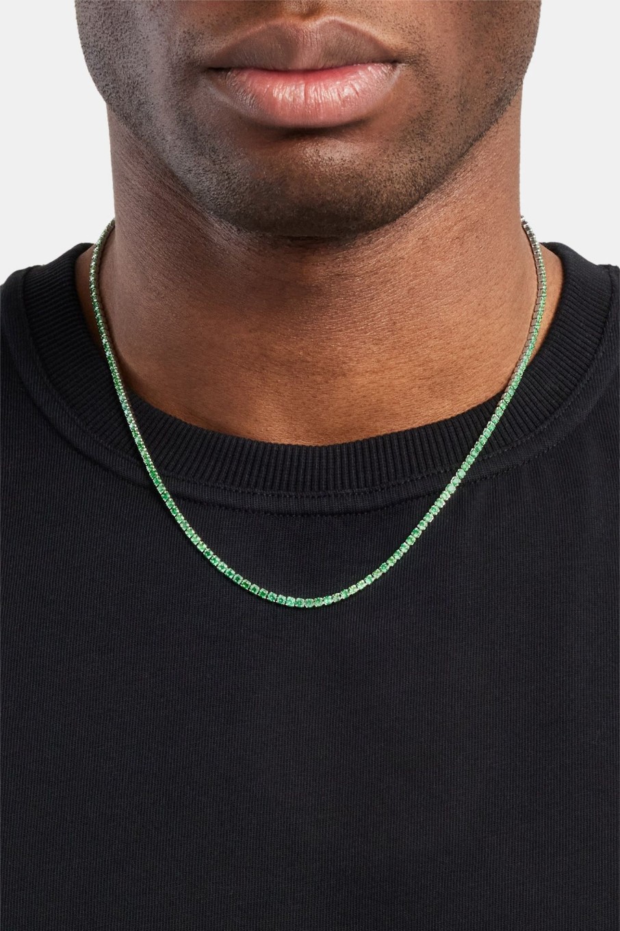 Chains | cernucci Chains Micro Tennis Chain Green - White 2.5Mm