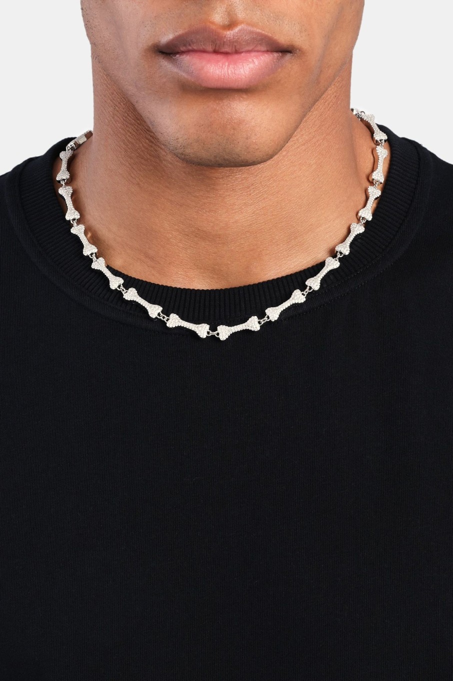 Chains | cernucci Chains Iced Bone Chain - White