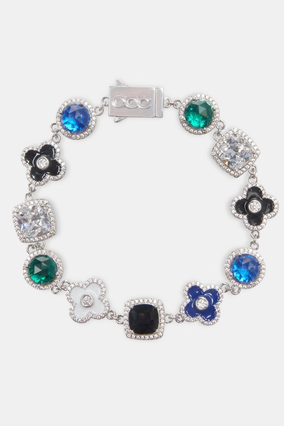 Iced Jewellery | cernucci Iced Jewellery Blue Multi Gem U0026 Motif Bracelet - White