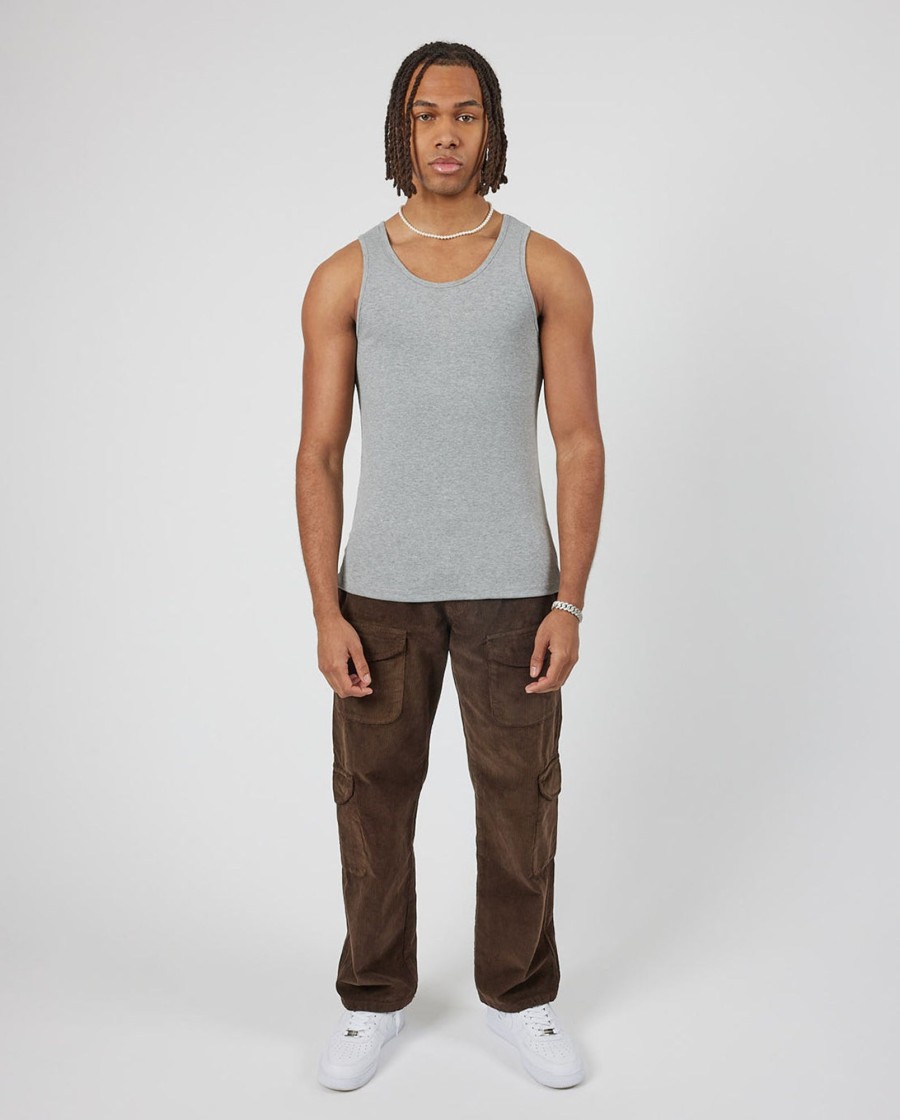 T-Shirts & Vests | CLO-TOP-TEE T-Shirts & Vests Slim Ribbed Vest - Grey