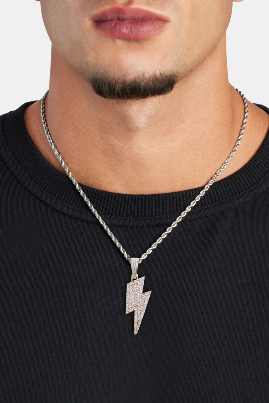 Pendants | cernucci Pendants 46Mm Iced Cz Lightning Bolt Pendant