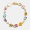 Bracelets & Bangles | cernucci Bracelets & Bangles Pink Multi Gemstone Motif Bracelet - Gold