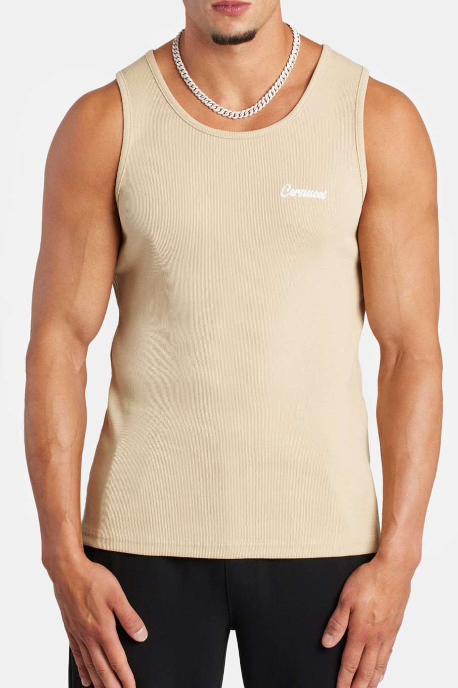 T-Shirts & Vests | cernucci T-Shirts & Vests Embroidered Slim Fit Vest - Stone