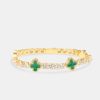 Iced Jewellery | JWL-BRA Iced Jewellery Green Motif Tennis Bracelet - Gold 5Mm