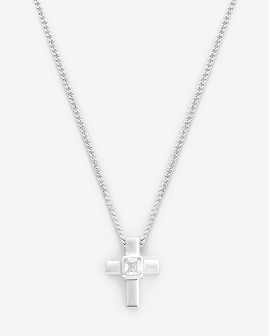 Necklaces | cernucci Necklaces Iced Cross Box Chain Necklace