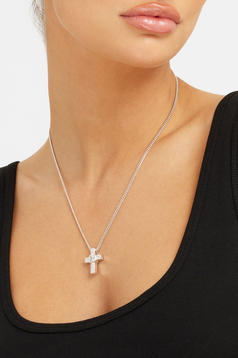 Necklaces | cernucci Necklaces Iced Cross Box Chain Necklace