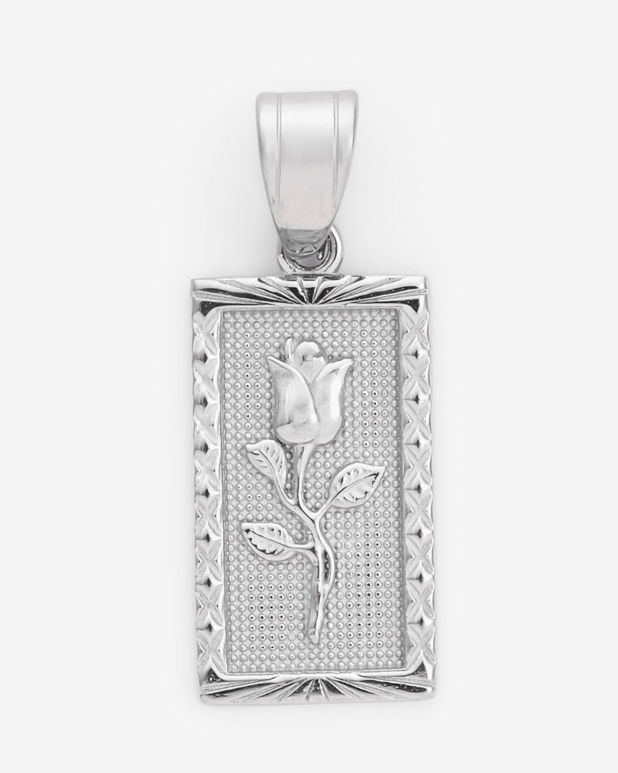 Pendants | cernucci Pendants 22Mm Rose Rectangle Embossed Pendant