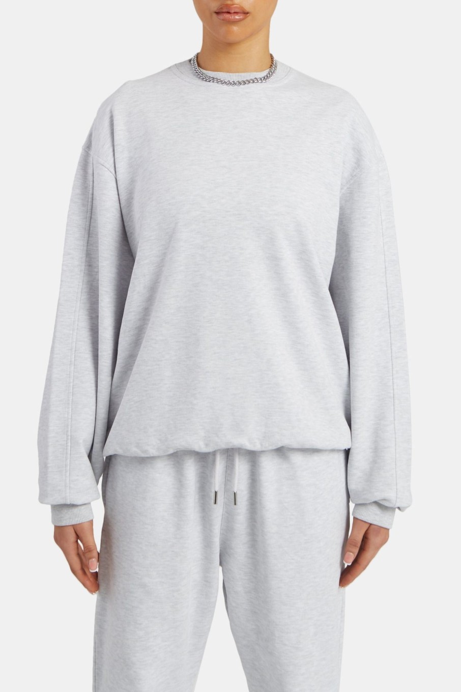 Hoodies & Sweatshirts | CLO-TOP-HS-SWE Hoodies & Sweatshirts Ladies Sweatshirt - Light Grey Marl