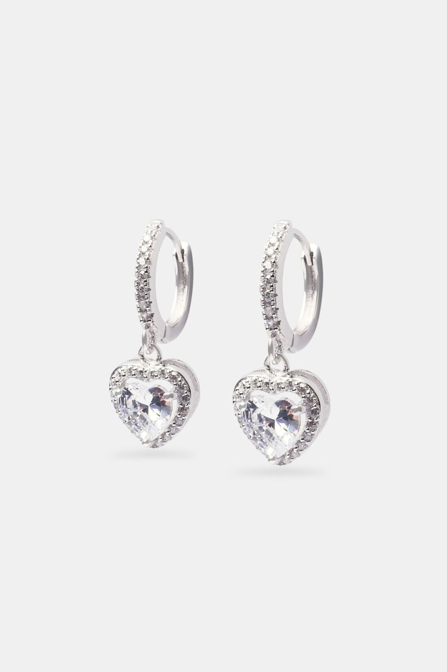 Iced Jewellery | JWL-EAR Iced Jewellery Heart Drop Earrings - White