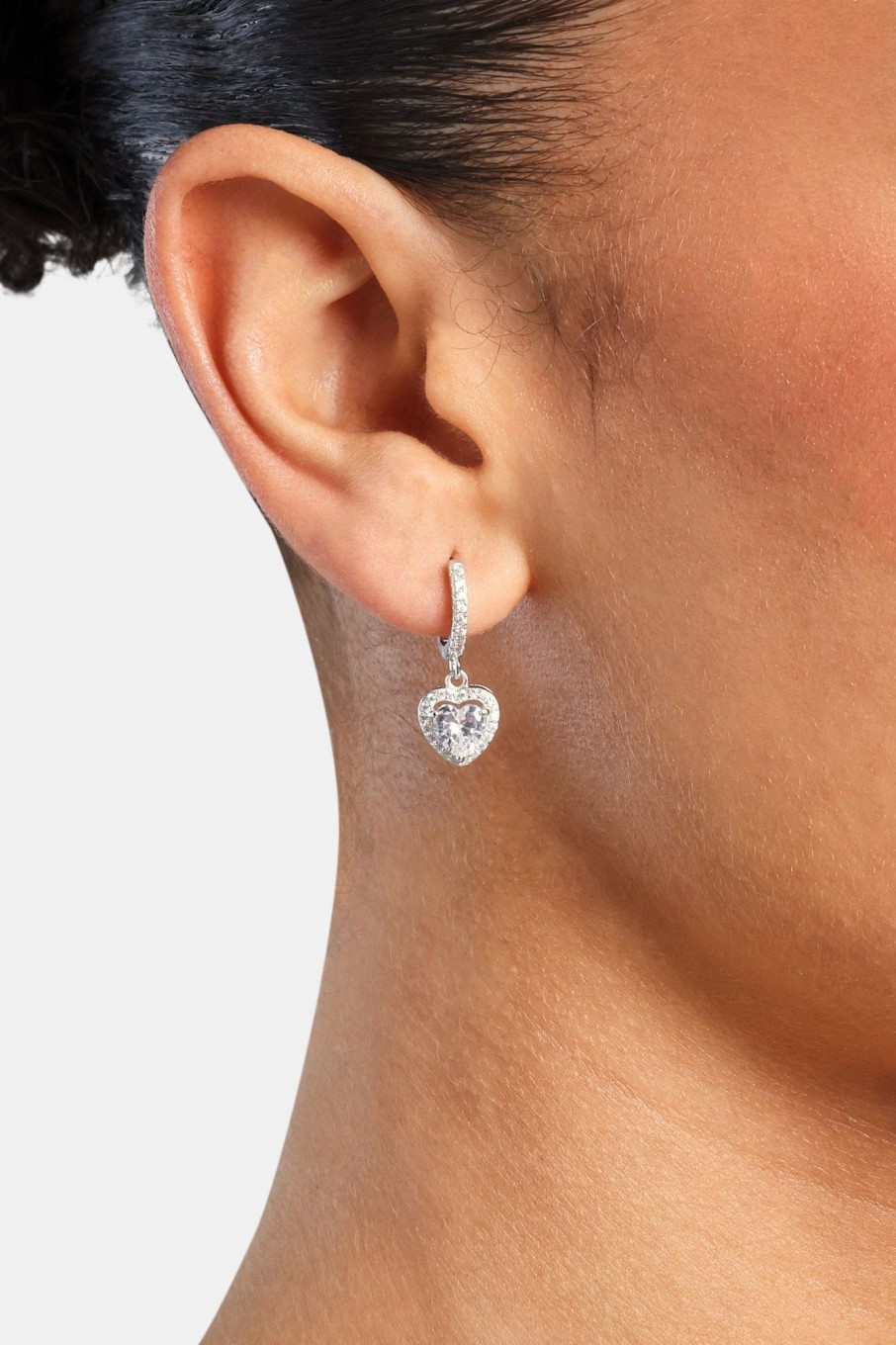 Iced Jewellery | JWL-EAR Iced Jewellery Heart Drop Earrings - White