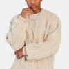 Knitwear | CLO-TOP-KTW Knitwear Cable Knit Varsity Sweater - Beige