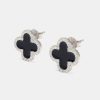 925 Sterling Silver | cernucci 925 Sterling Silver Black Motif Stud Earrings - White