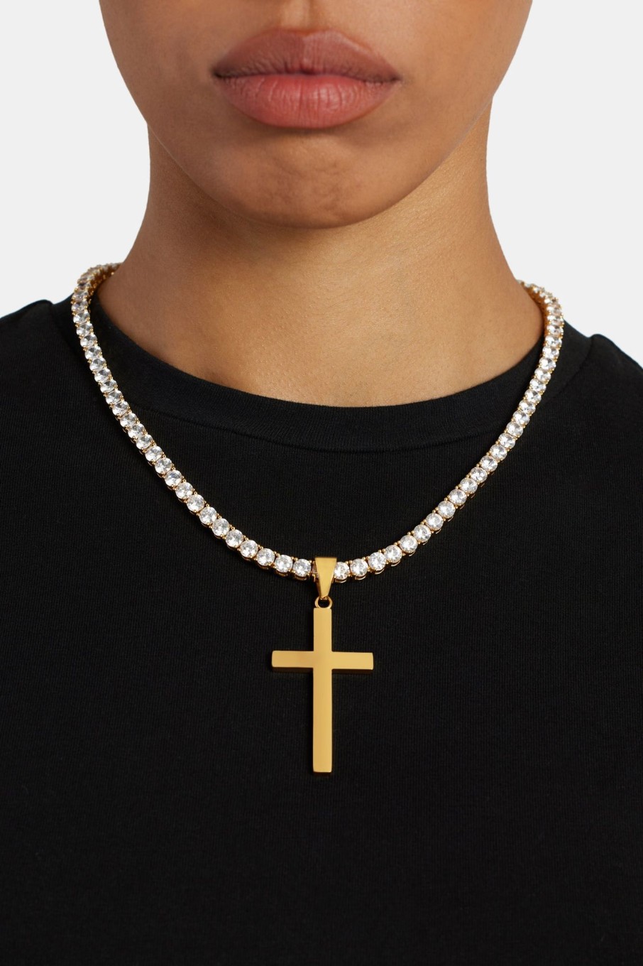 Pendants | cernucci Pendants 50Mm Large Gold Plated Polished Cross Pendant