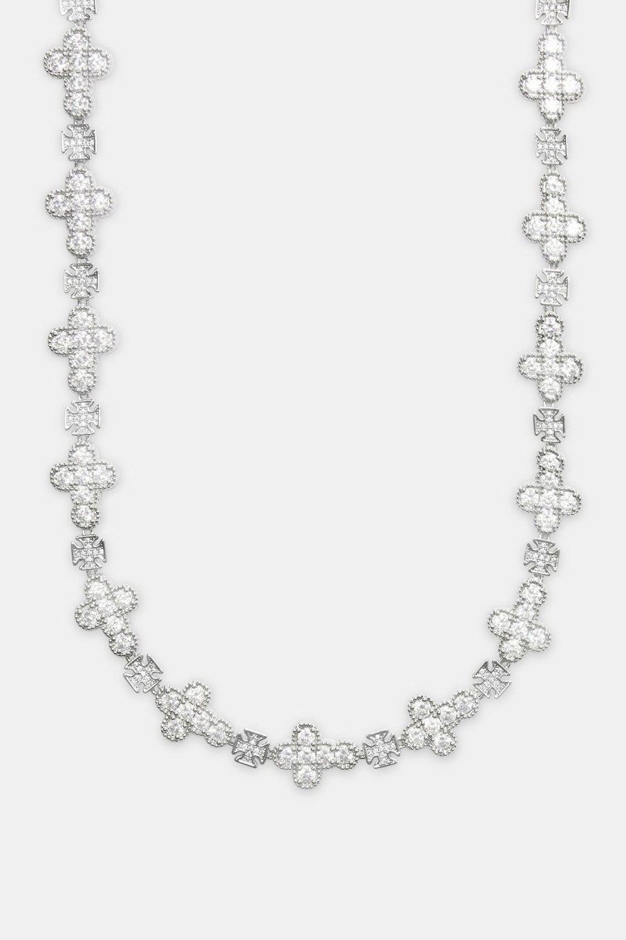 Cross Jewellery | cernucci Cross Jewellery Iced Rounded Cross Chain - White