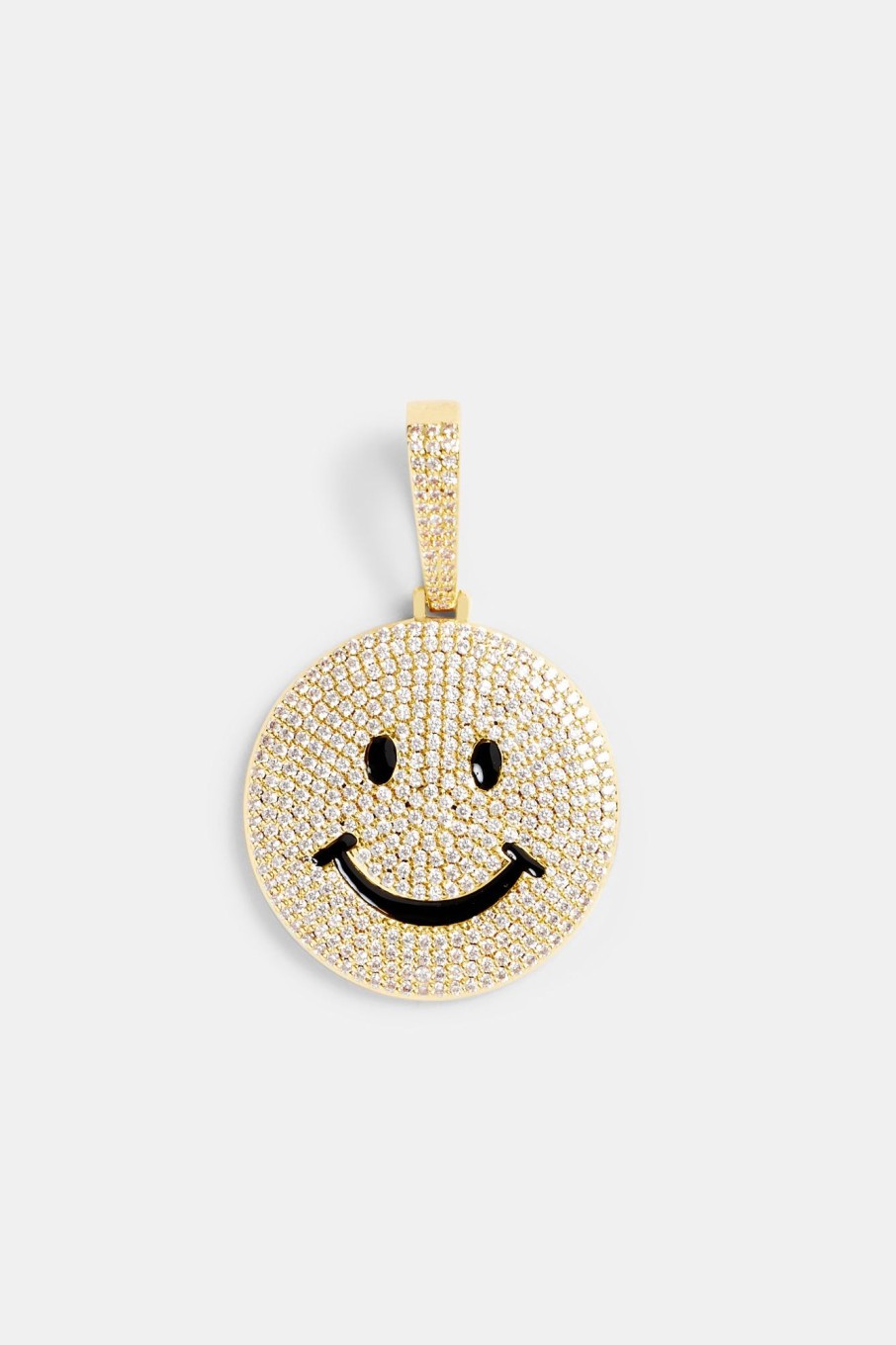 Pendants | cernucci Pendants Large Gold Plated Iced Cz Happy Face Pendant