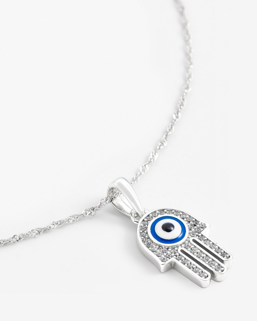 Necklaces | JWL-NECK Necklaces Iced Hamsa Hand Motif Necklace