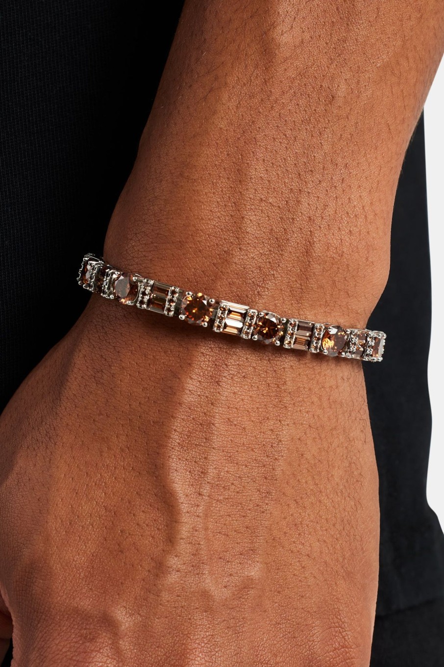 Iced Jewellery | cernucci Iced Jewellery 7Mm Iced Cz Chocolate Round U0026 Rectangle Mix Tennis Bracelet