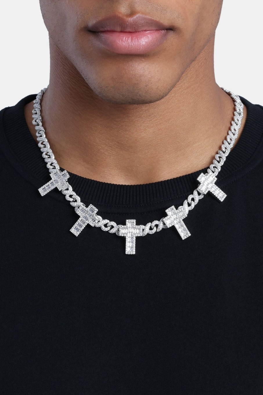 Cross Jewellery | cernucci Cross Jewellery Infinity Link Baguette Cross Chain - White