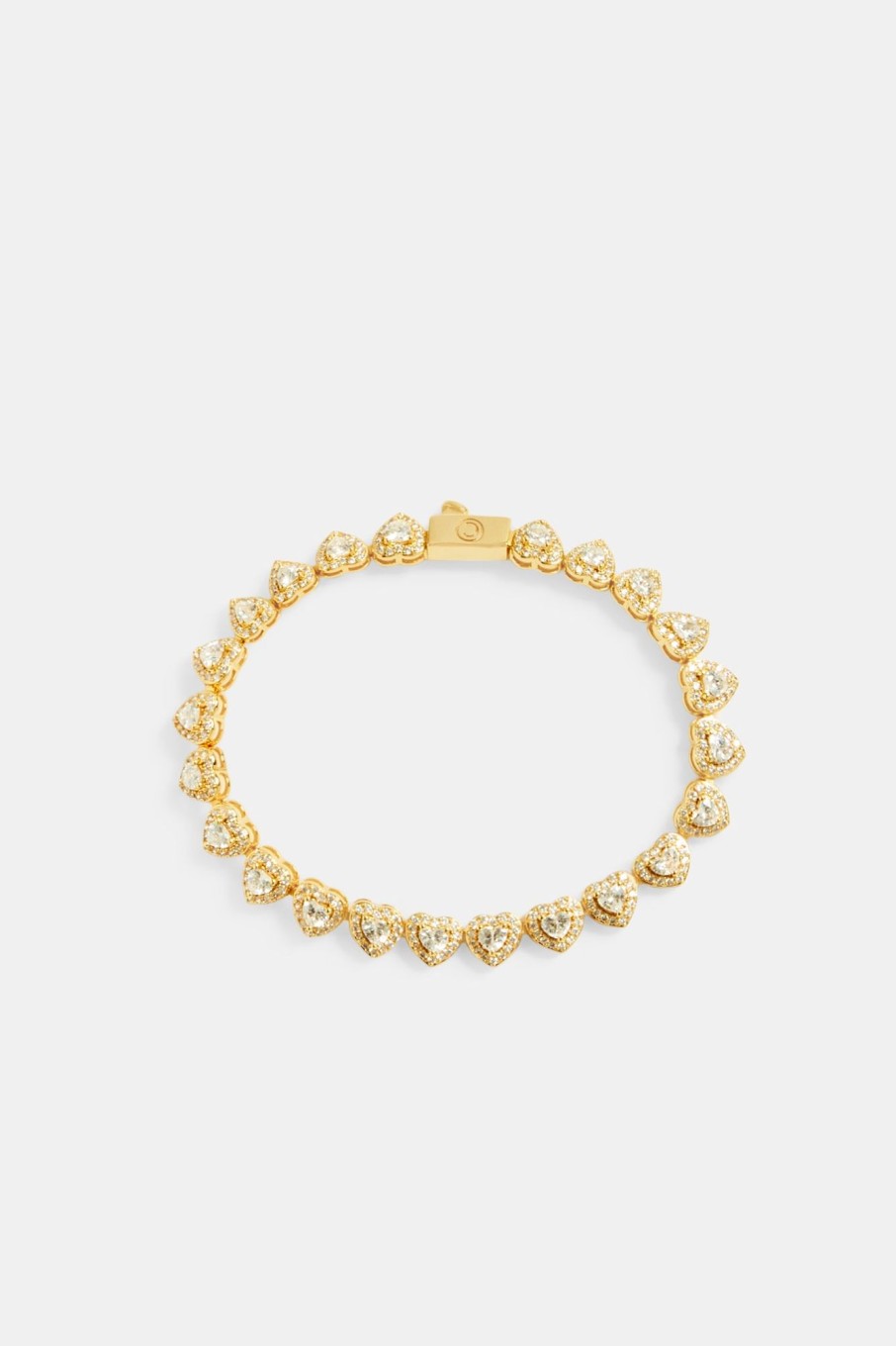 Iced Jewellery | JWL-BRA Iced Jewellery 7Mm Gold Plated Iced Cz Heart Tennis Bracelet