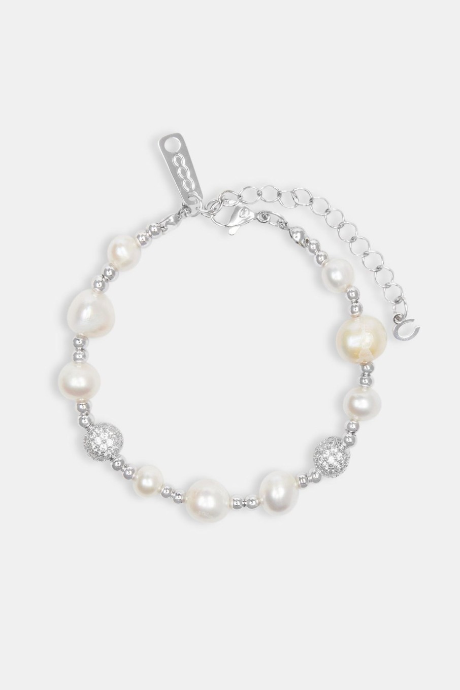 Pearl Necklaces & Bracelets | cernucci Pearl Necklaces & Bracelets Metallic Freshwater Pearl Ice Ball Bead Bracelet - White