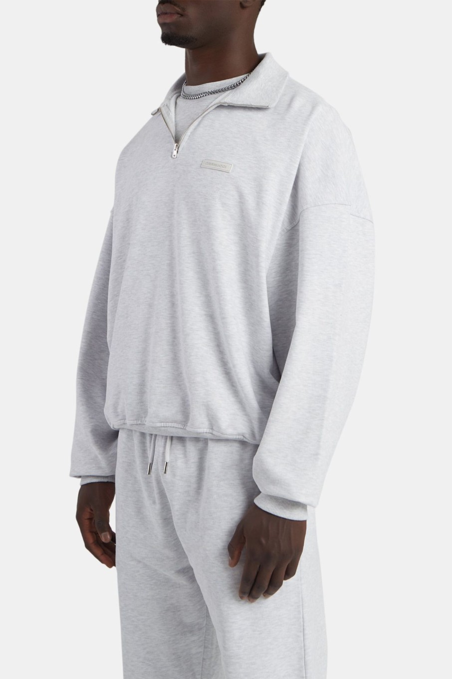 Hoodies & Sweatshirts | cernucci Hoodies & Sweatshirts Half Zip Sweatshirt - Light Grey Marl