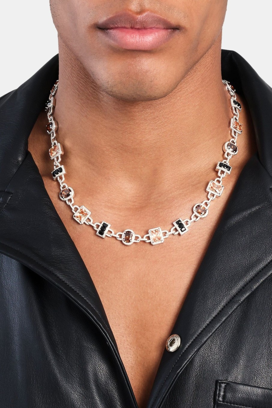 Chains | cernucci Chains Iced Chocolate Mixed Shape Gemstone Chain - White