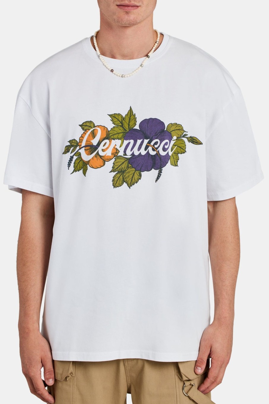 T-Shirts & Vests | cernucci T-Shirts & Vests Oversized Floral Print T-Shirt - White