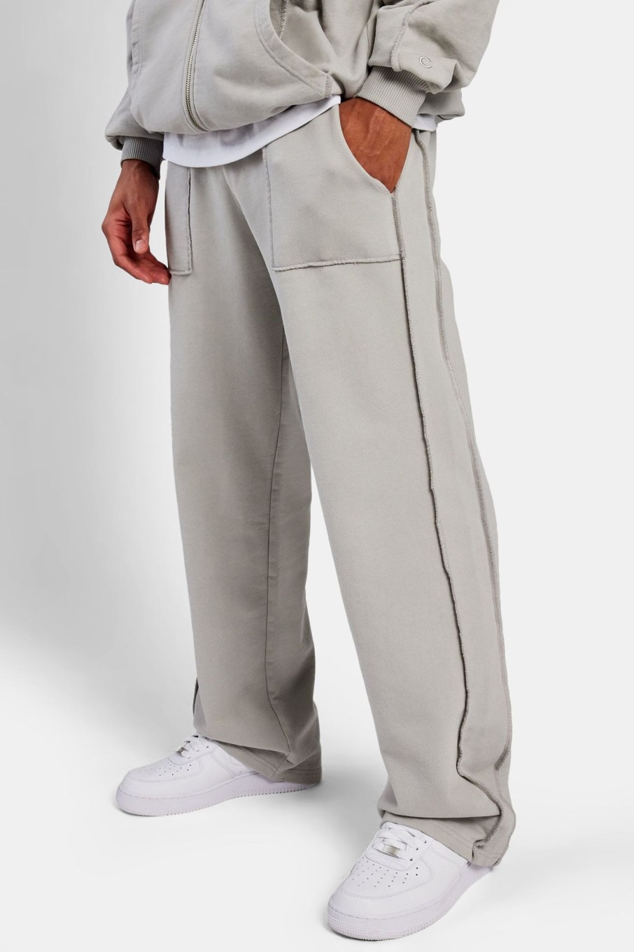 Trousers & Joggers | CLO-BOT-TRO Trousers & Joggers Exposed Seam Straight Leg Jogger - Ash Grey