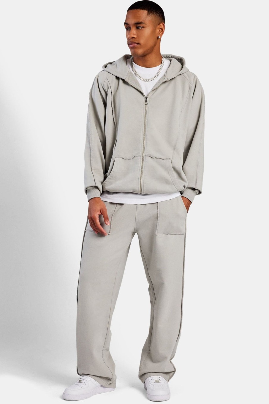 Trousers & Joggers | CLO-BOT-TRO Trousers & Joggers Exposed Seam Straight Leg Jogger - Ash Grey