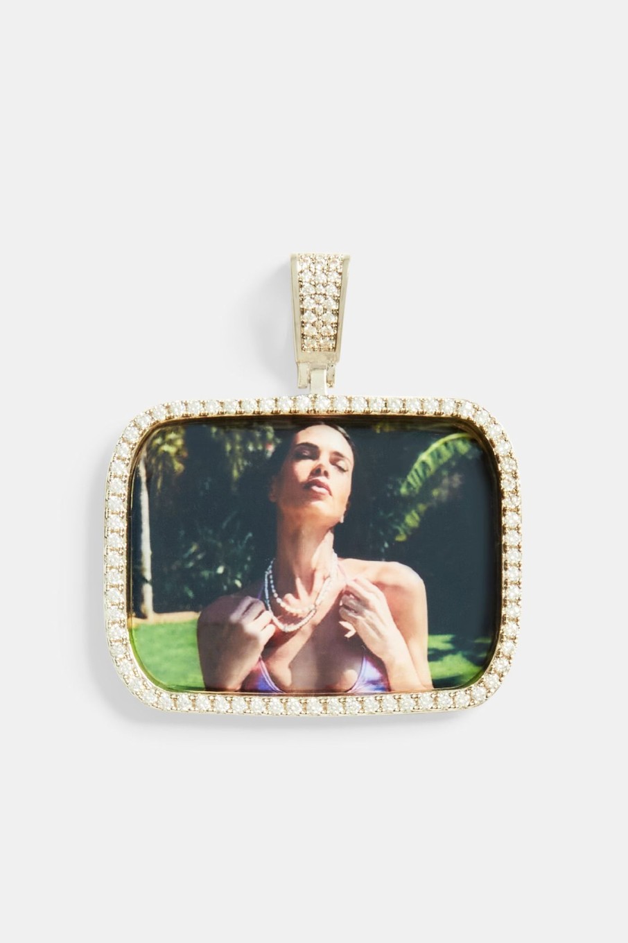 Custom Jewellery | JWL-CUST Custom Jewellery Iced Rectangle Custom Photo Pendant