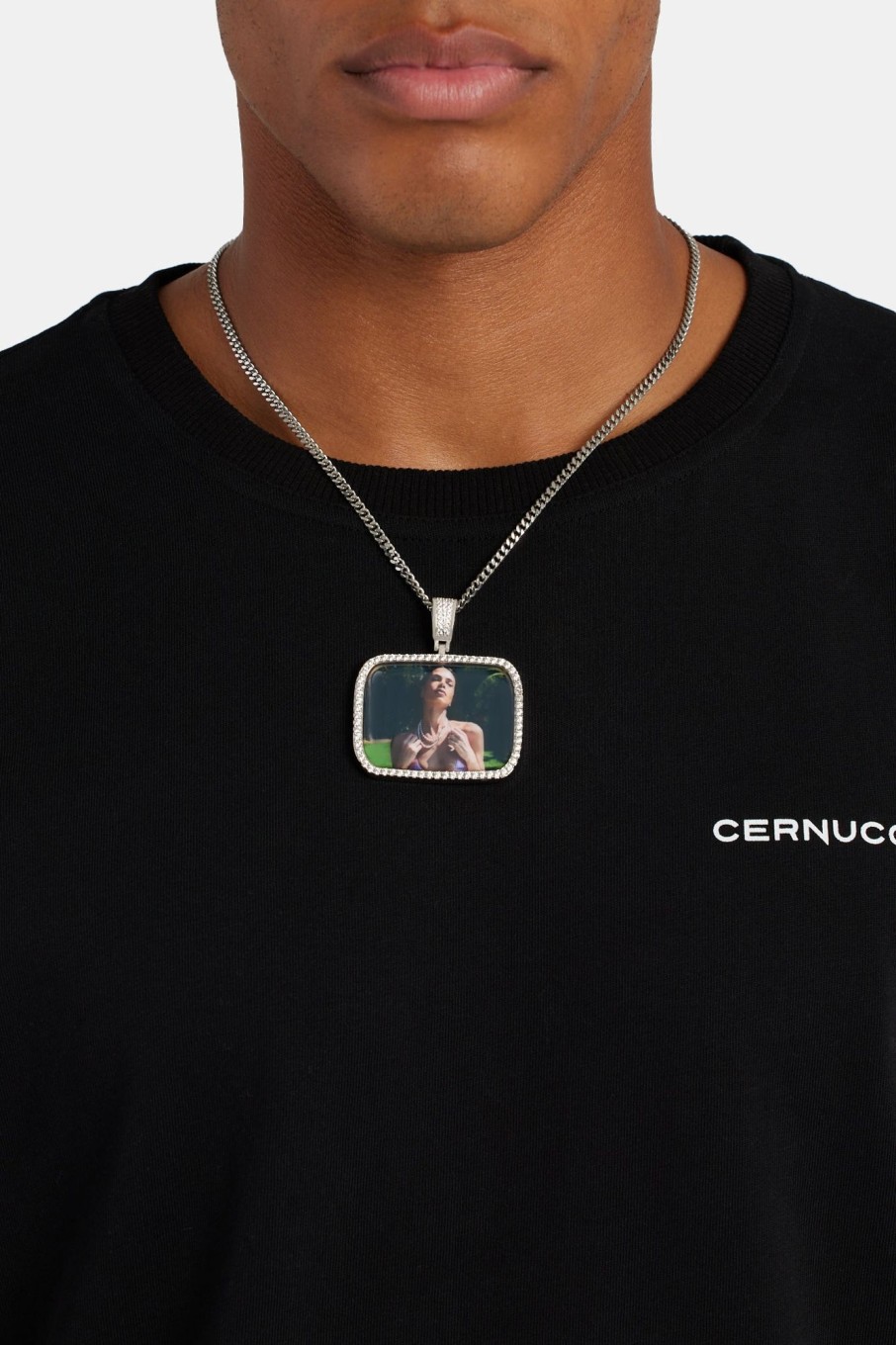 Custom Jewellery | JWL-CUST Custom Jewellery Iced Rectangle Custom Photo Pendant