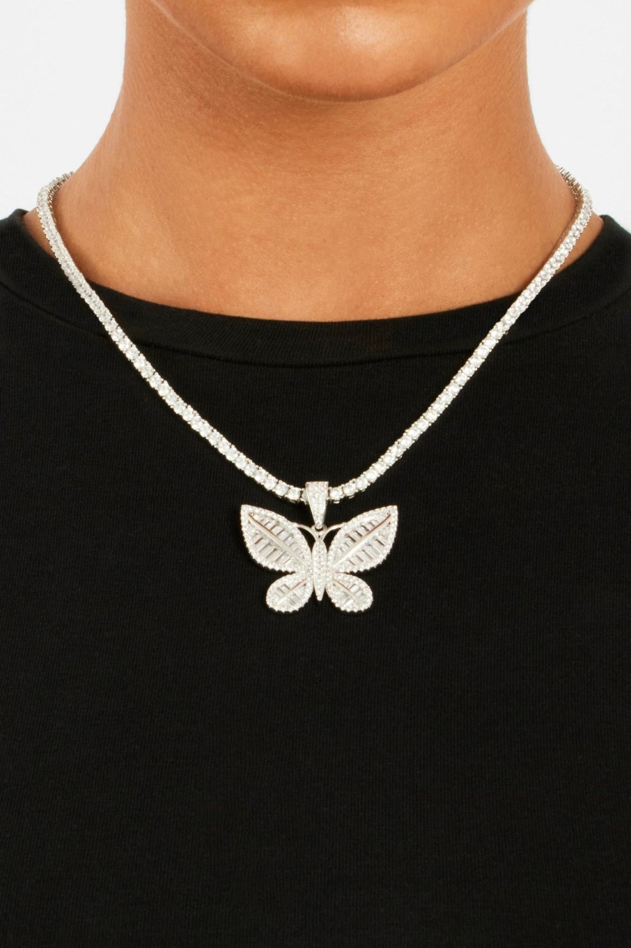 Pendants | cernucci Pendants Iced Baguette Cz Butterfly Pendant