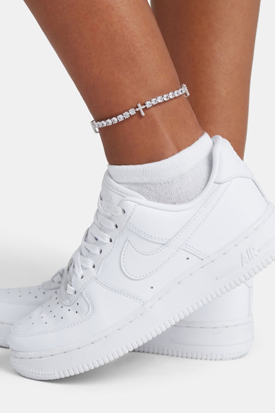 Anklets | cernucci Anklets Iced Cz Cross Tennis Anklet 8+2