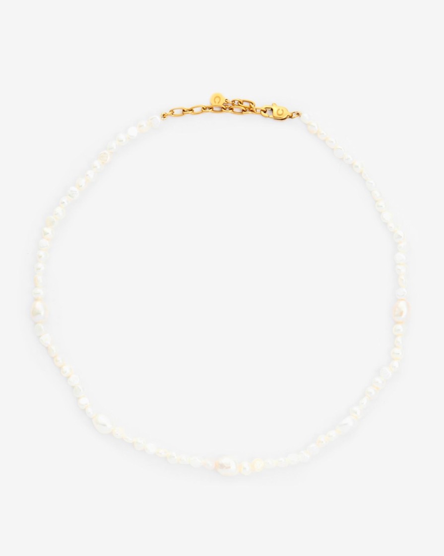 Pearls | JWL-CHN-PRL Pearls Mixed Shape Pearl Necklace - Gold