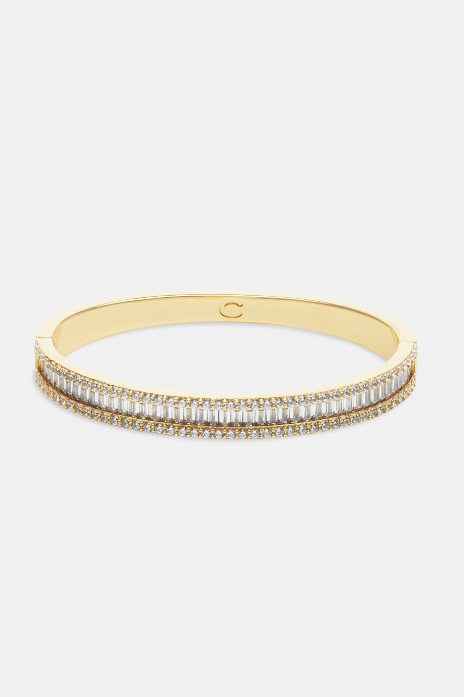 Iced Jewellery | JWL-BRA Iced Jewellery Baguette Stone Bangle - Gold 8Mm