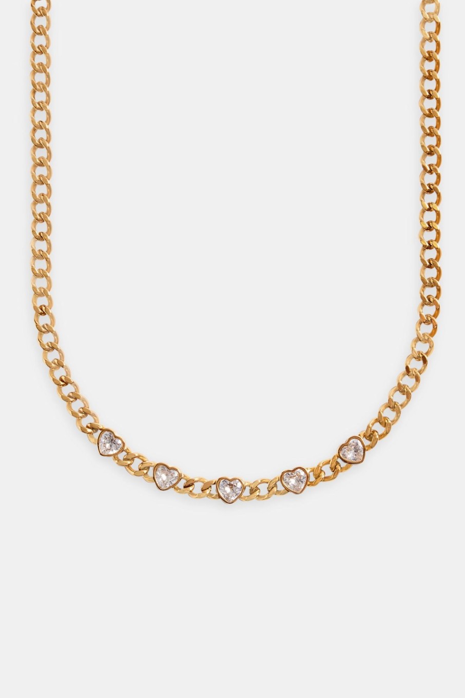 Chokers | JWL-CHN Chokers 7Mm Gold Plated Cz Heart Cuban Choker